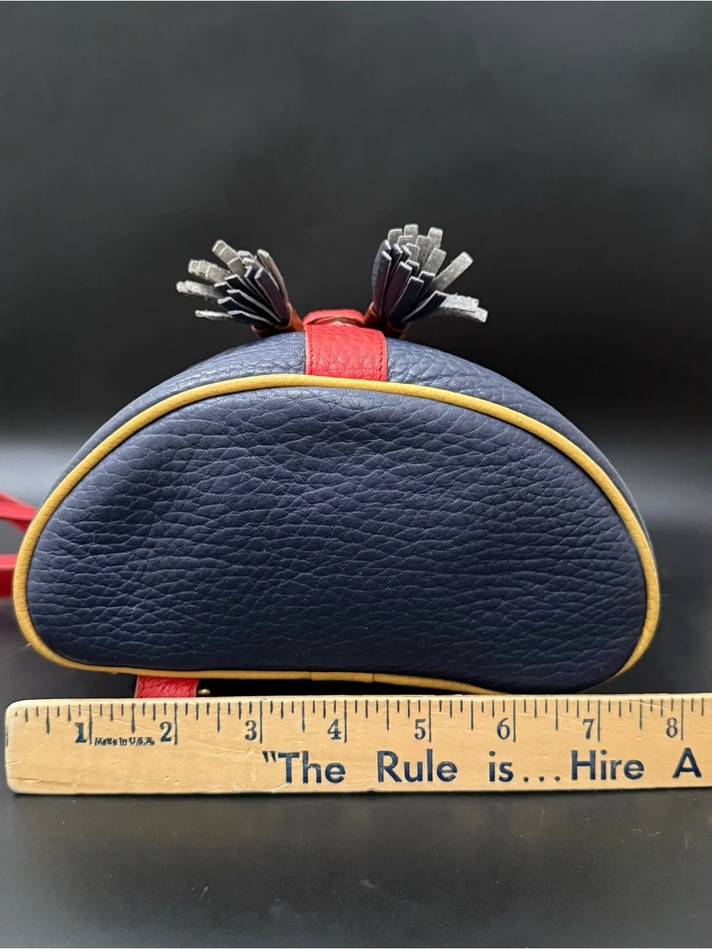 Rare Vintage DOONEY & BOURKE Teton AWL Lipstick Red Navy Yellow Leather Backpack